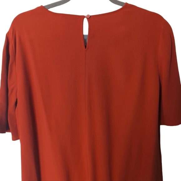 Eileen Fisher Burnt Orange Short Sleeve Tencel Crepe Shift Dress Size S - Picture 3 of 5